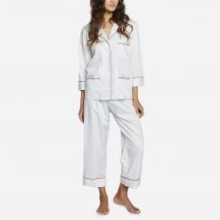 Pour Les Femmes 3/4 Sleeve PJ Set With Contrast Piping Sleepwear & Loungewear