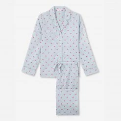 Derek Rose Cherry Print Pajama Set European Luxury