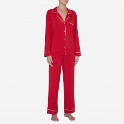 Eberjey Gisele Long Red PJ Set Pajamas Under $200