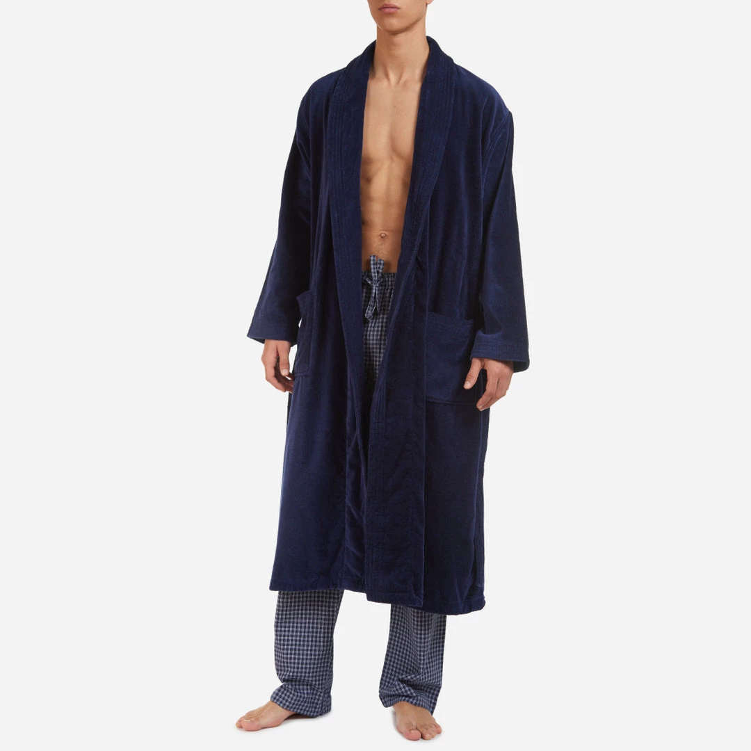 Derek Rose Sleepwear & Loungewear Men's Toweling Robe 4 Derek Rose Sleepwear & Loungewear Men's Toweling Robe
